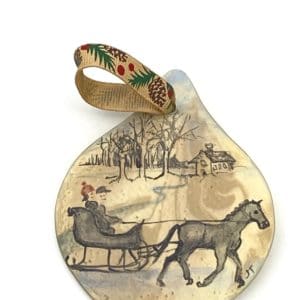 vintage horse and sleigh hand painted ornament