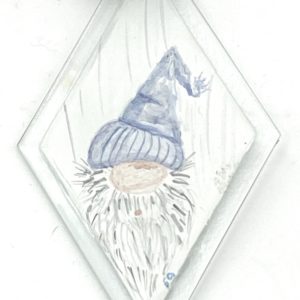 gnome head in light purple stocking cap